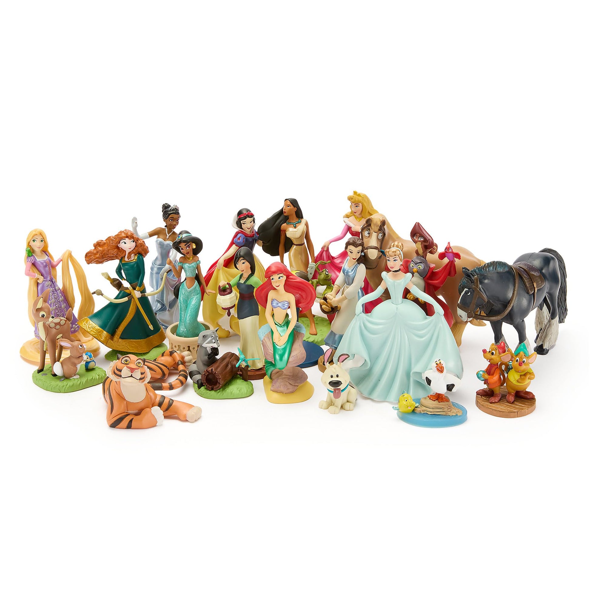 Disney Store Official Disney Princesses & Furry Friends Mega Figure Set - 20 Fully Sculpted Figurines - Includes Snow White, Cinderella, Aurora, Belle