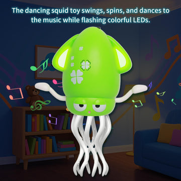 DYALE Dancing Squid Baby Toy, Dancing Music Squid Baby Toys for Ages 3 and Up for Kids,Light Green