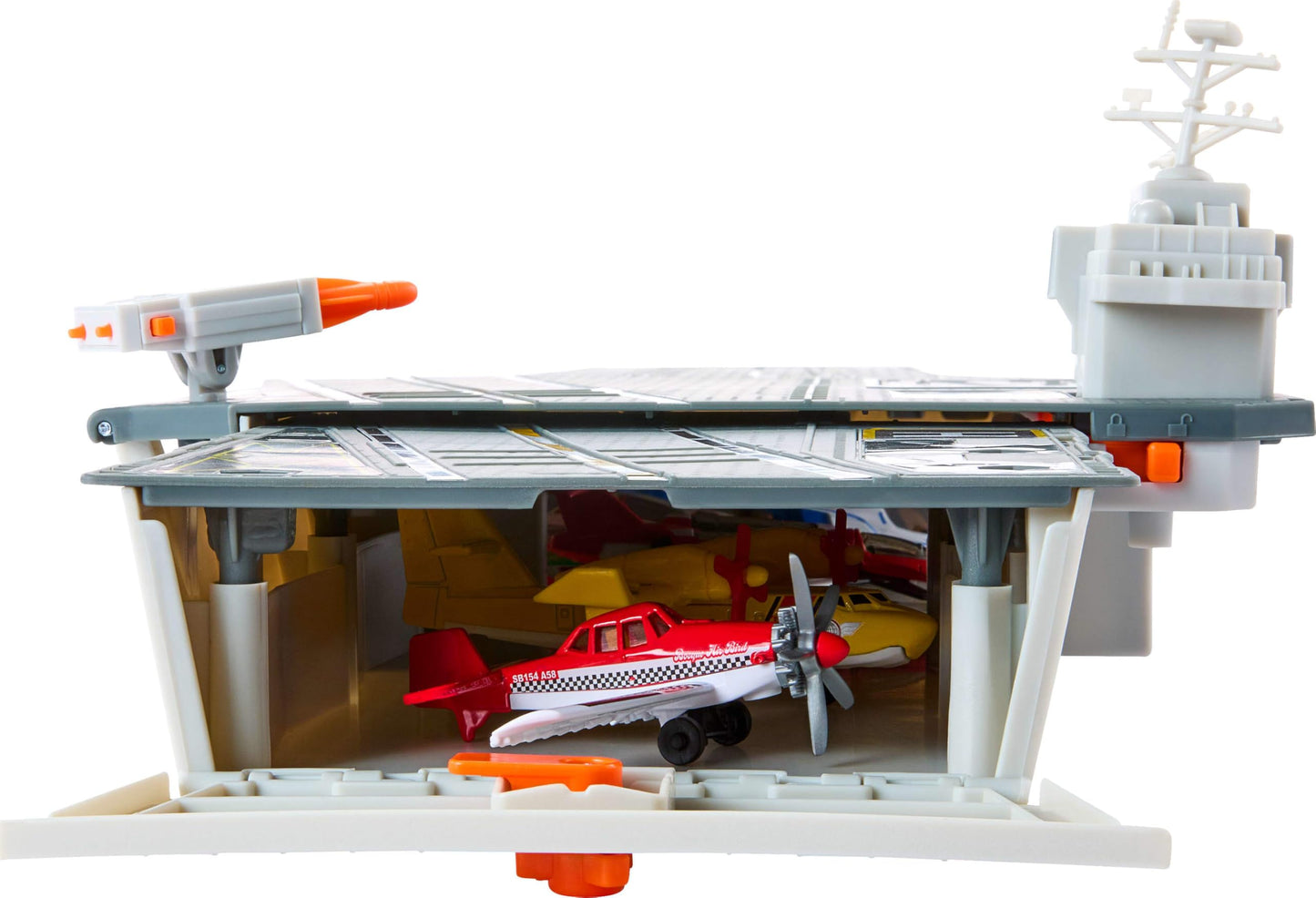 Matchbox Aircraft Carrier Playset,10 Die-Cast Sky Buster Toy Airplanes & 1 Die-Cast 1:64 Scale Toy Car, Expands to 20 Inches, Includes Missile