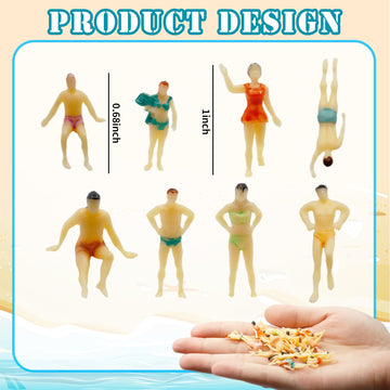 Hiawbon 30 pcs 1:75 Scale Mini Painted People Model Beach Swimsuits Figurines Miniature People Model