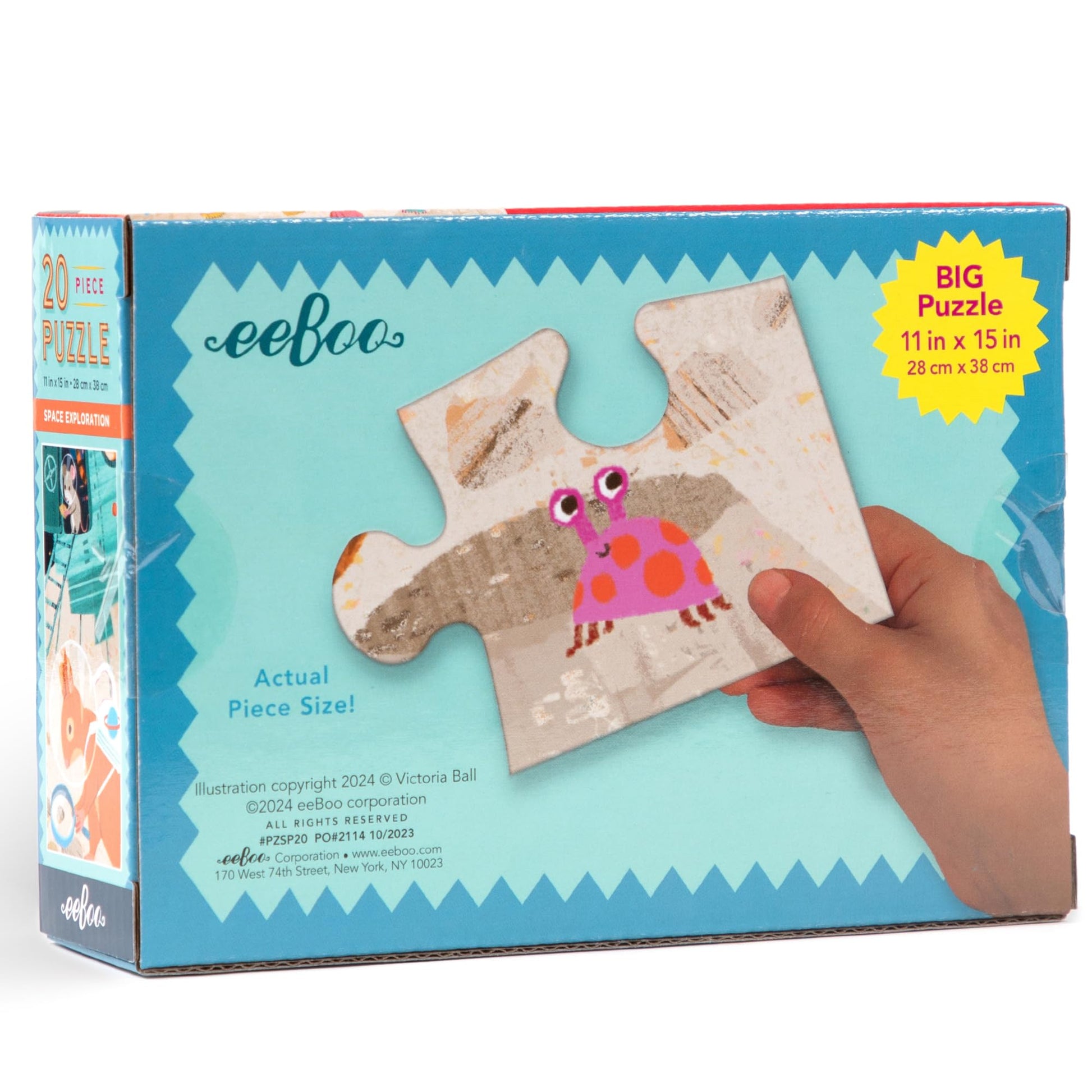 eeBoo: Space Exploration - 20 Piece Puzzle - 15 x 11 Kids Jigsaw, Oversized Glossy Pieces, Animals On The Moon, Preschool Puzzle, Age 3+