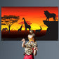 Blulu African Safari Theme Party Decorations, 72.8 x 43.3 Inch African Safari Backdrop Banner Theme Supplies, Tropical Forest Jungle Scenic Background