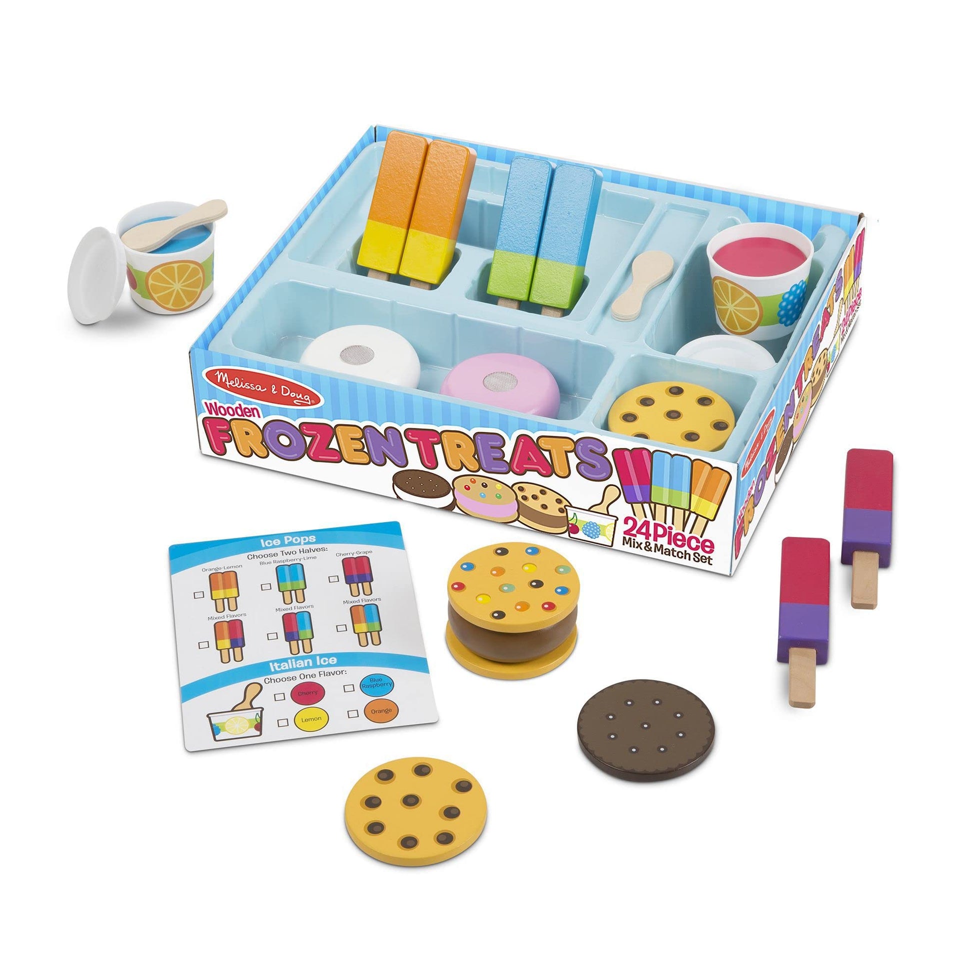 F?r?o?z?e?n Treats: Wooden Play Food Set Bundle with 1 Theme Compatible M&D Scratch Fun Mini-Pad (09869)
