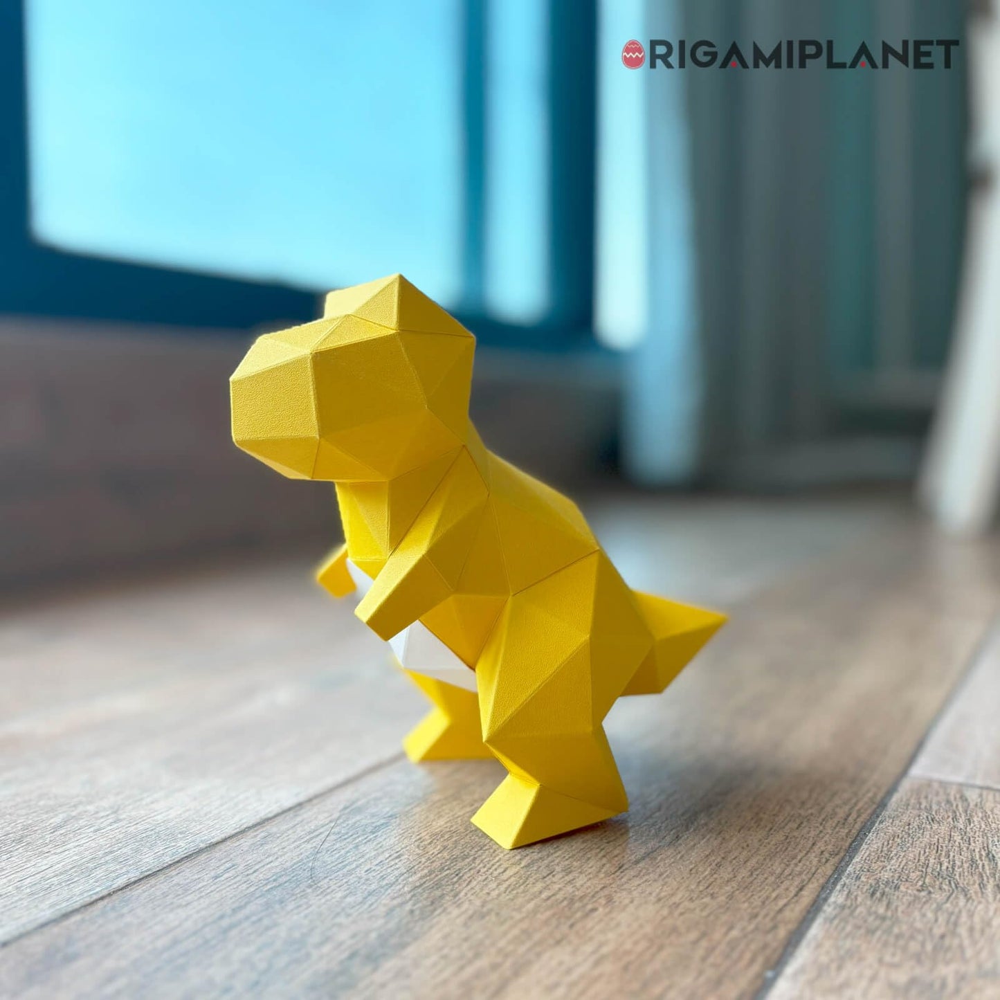 ORIGAMIPLANET 3D Dinosaur Origami Paper Craft Kit, T-Rex Cute DIY Pre-Cut 3D Papercraft for Teens & Adults, Creative Handmade Animal Figurine Paper