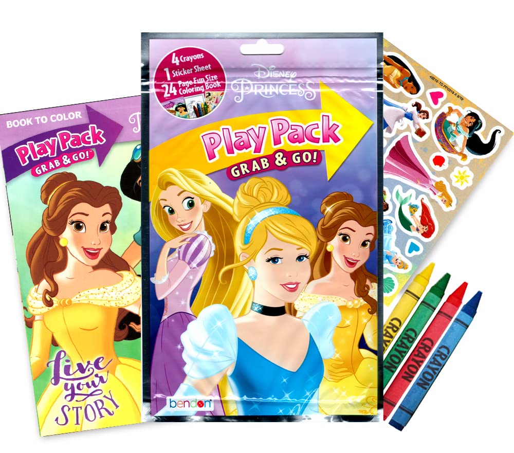 Disney Princess Coloring Book and Sticker Activity Set for Kids - Bundle with Princess Books, Princess Imagine Ink, Stickers, and More - Featuring