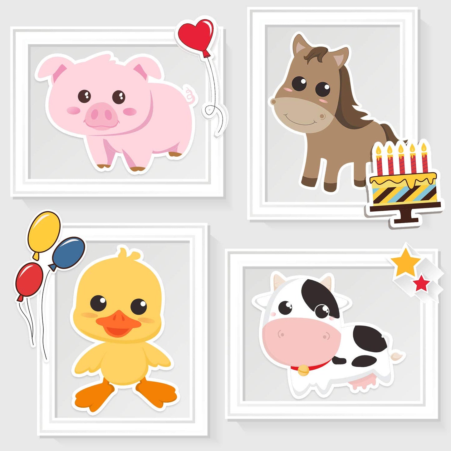 Blulu 35 Pcs Farm Animals Decor Farm Animal Cutouts for Baby Shower, Bulletin Board, Classroom Decor, Kindergarten, Birthday, Party Essentials with 80