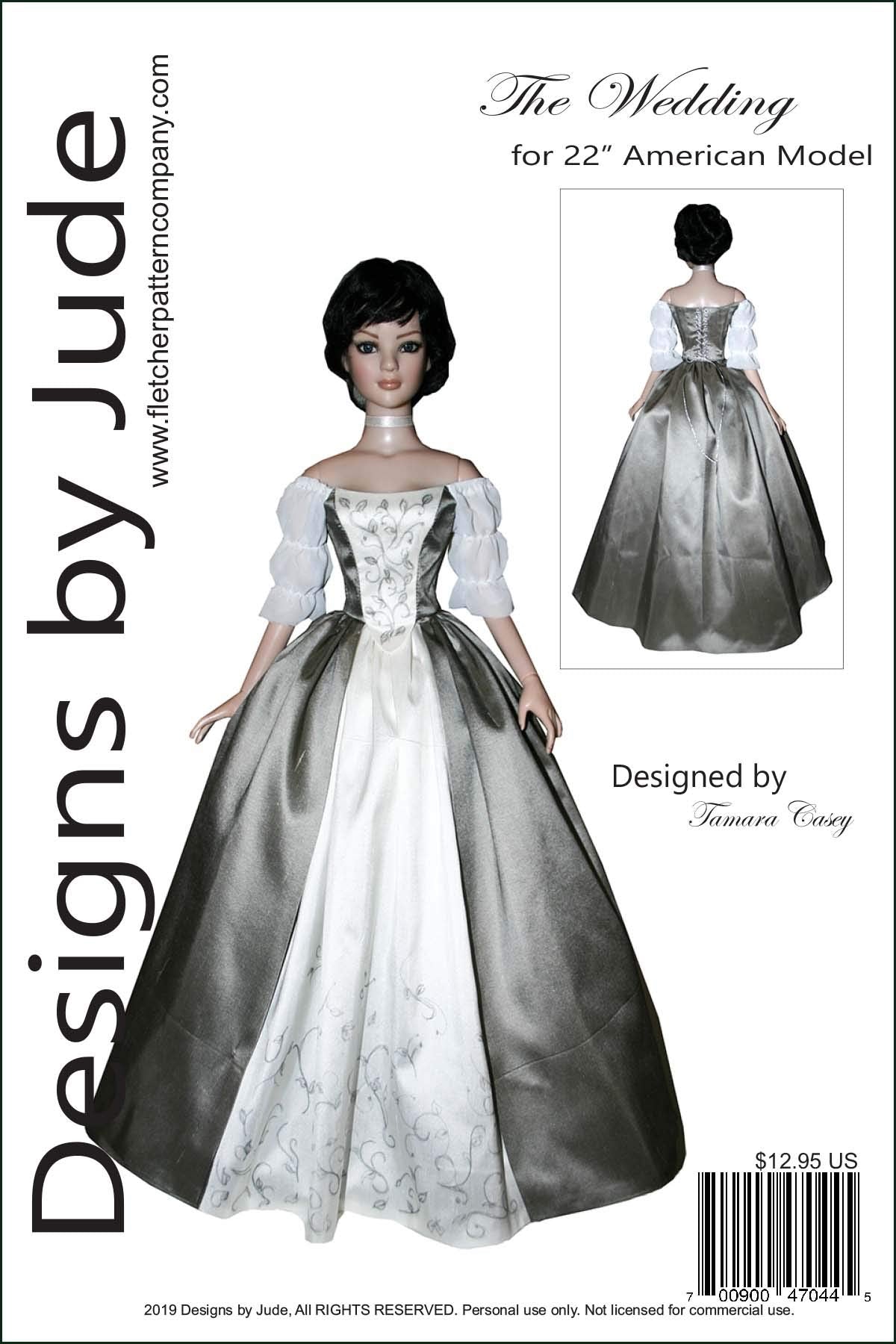 Outlander Wedding Dress Doll Clothes Printed Sewing Pattern for 22" American Models Dolls