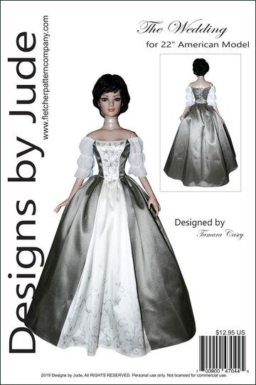 Outlander Wedding Dress Doll Clothes Printed Sewing Pattern for 22" American Models Dolls