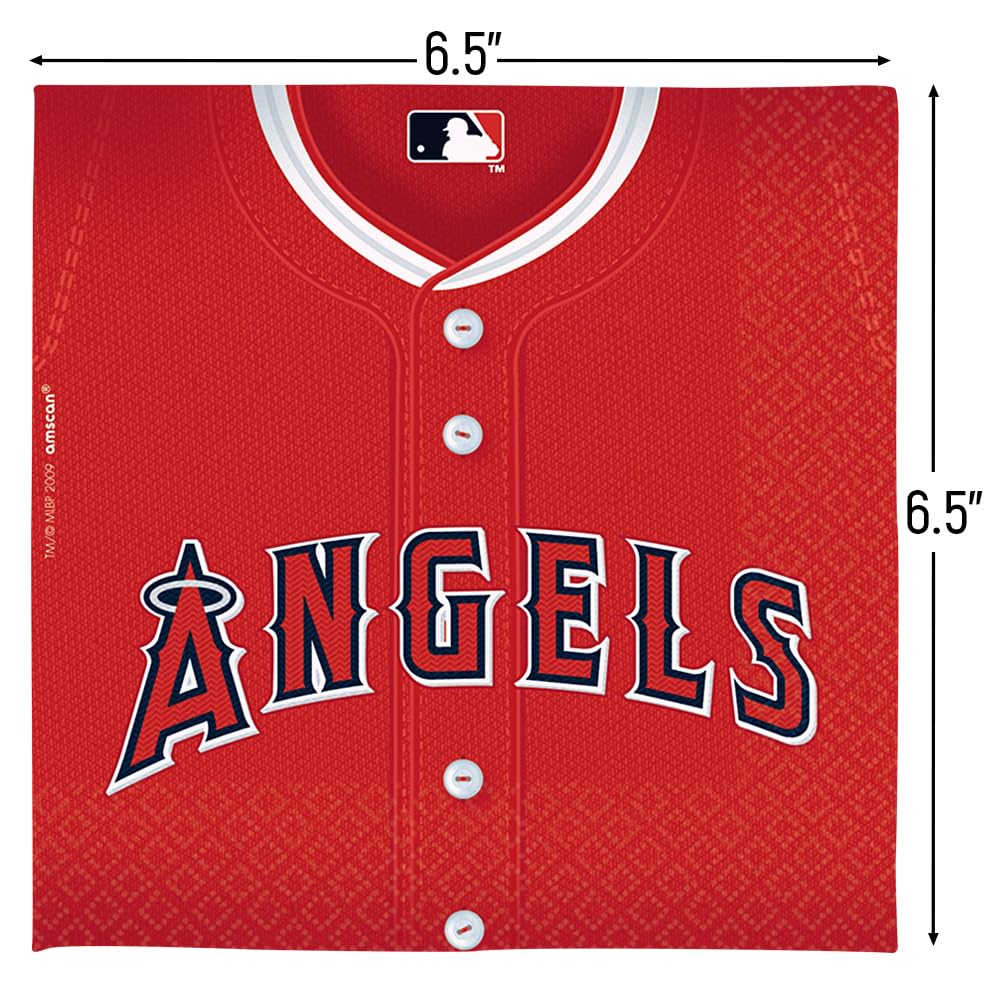 Angels™ Red Luncheon Paper Napkins - 6.5" (Pack of 36) - Perfect for Baseball Themed Parties, Tailgates & Celebrations