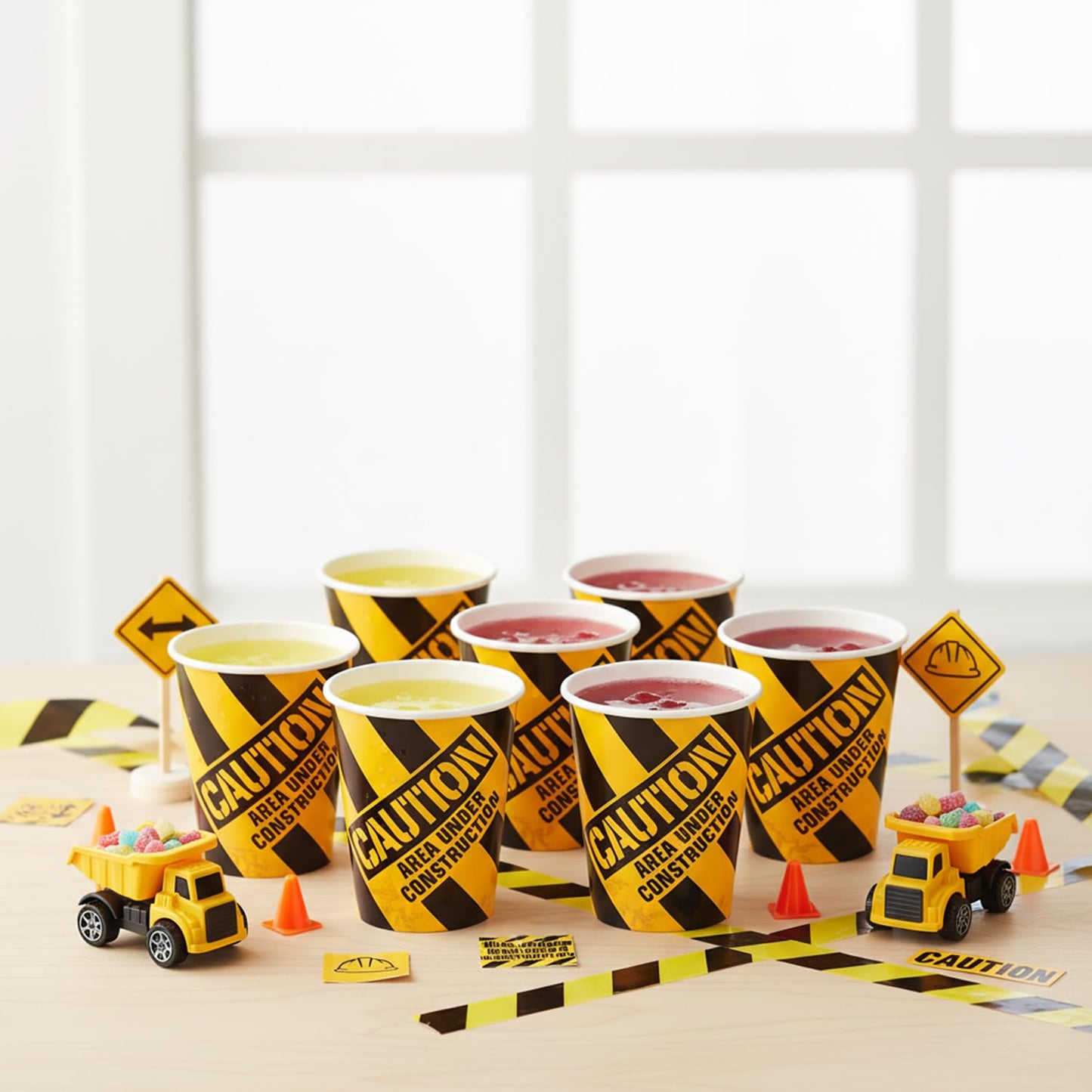 Fun Express - Construction Zone 9oz Cups for Birthday - Party Supplies - Print Tableware - Print Cups - Birthday - 8 Pieces