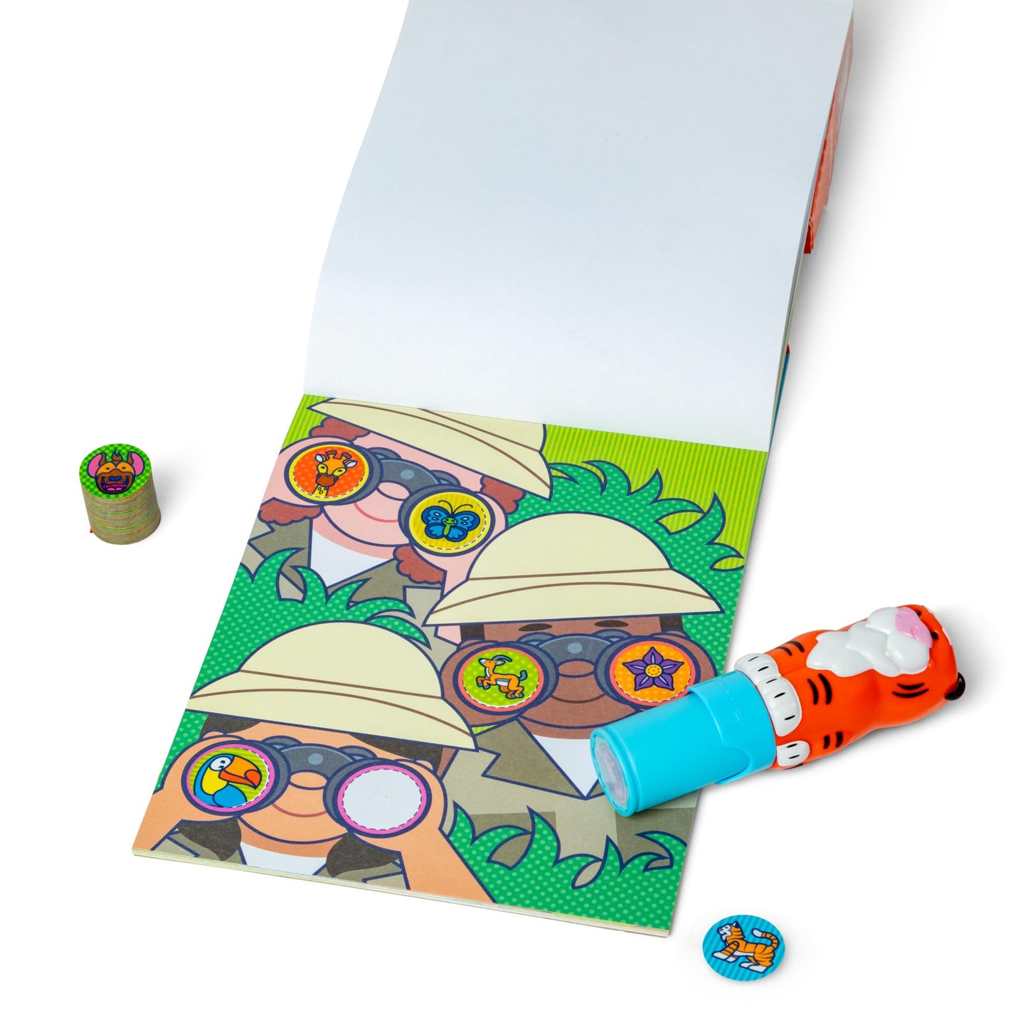 Melissa & Doug Sticker Wow!™ Tiger Bundle: 24-Page Activity Book, Refillable Sticker Stamper, Mini Pad, 500 Stickers, Arts and Crafts for Kids Ages 3+