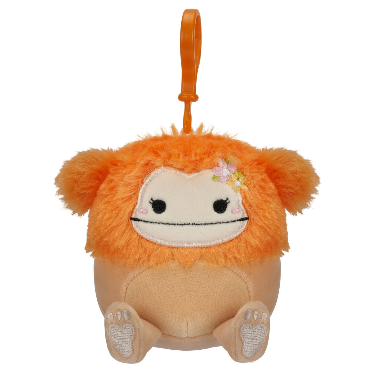 Squishmallows 3.5"" Clip-On Shasta The Bigfoot, Small, Orange