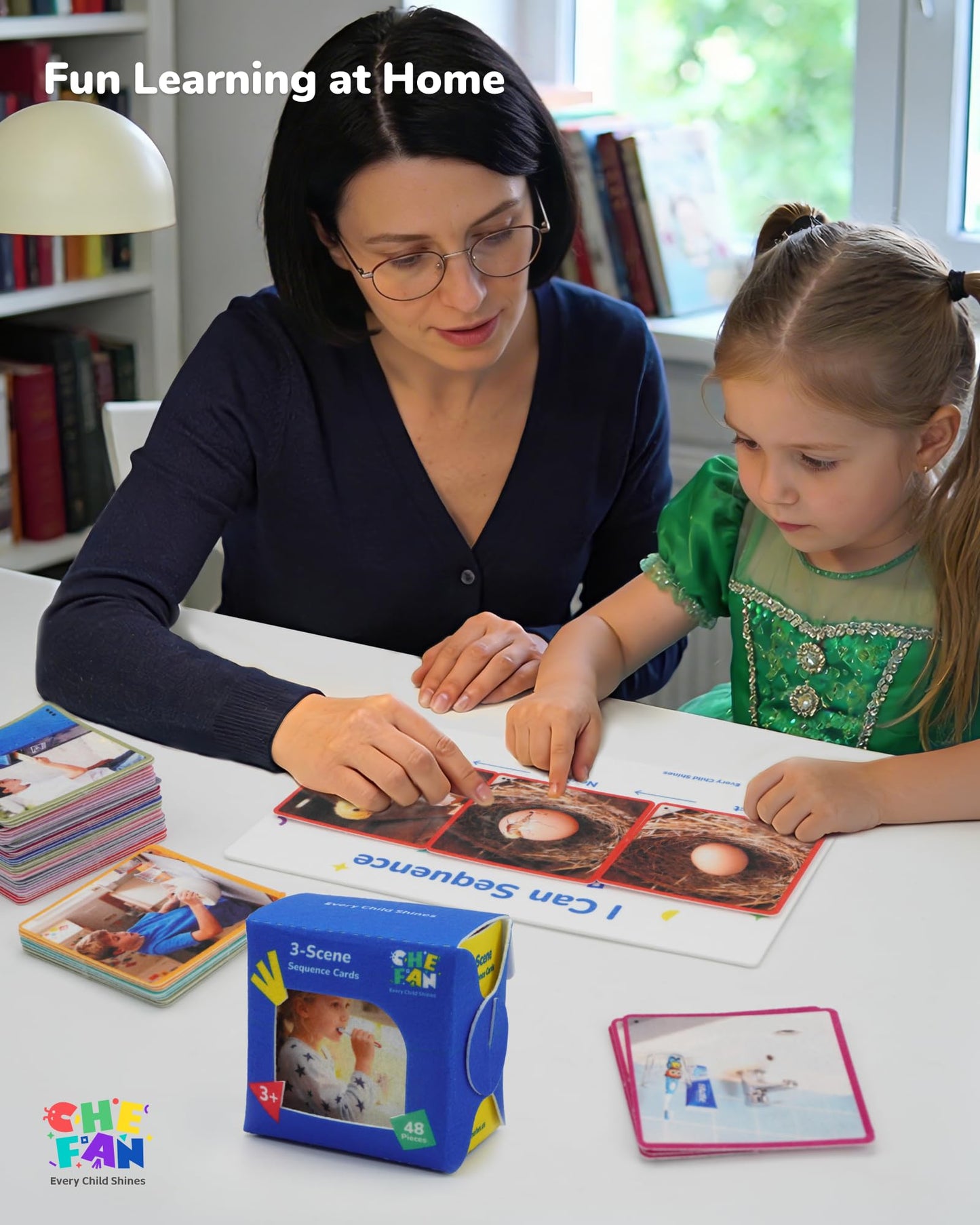 CHEFAN Sequencing Cards for Kids, Speech Therapy Sequence Game with Board, Preschool Kindergarten Storytelling Sentence Building Learning Activities