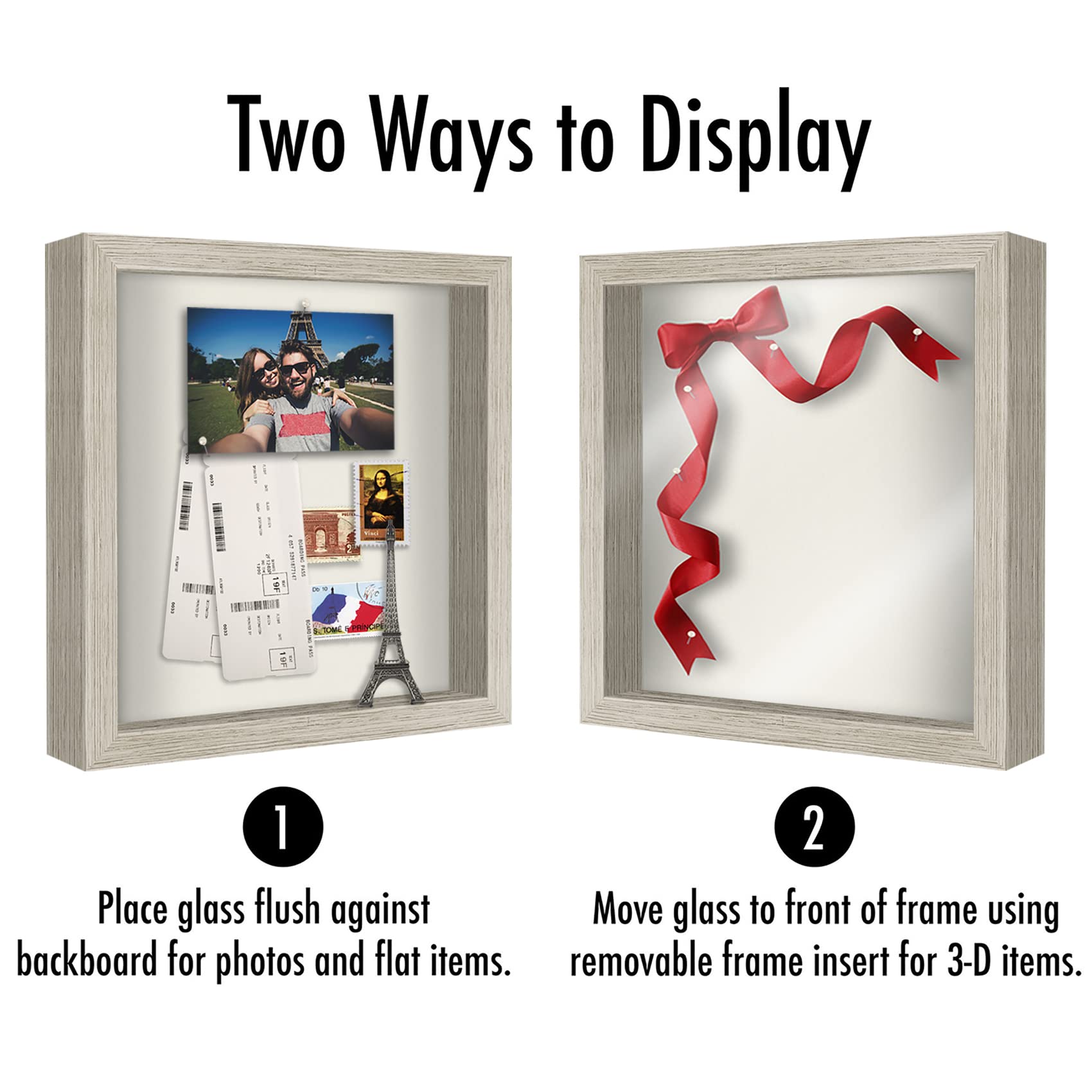 Americanflat 11x11 Shadow Box Frame with Shatter-Resistant Glass - Silhouette Collection - Large Shadow Box Display Case for Tabletop and Wall Display