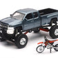 New-Ray Chevrolet 4x4 Gray Silverado Pickup Truck w/Working Suspension and Honda Dirt Bike