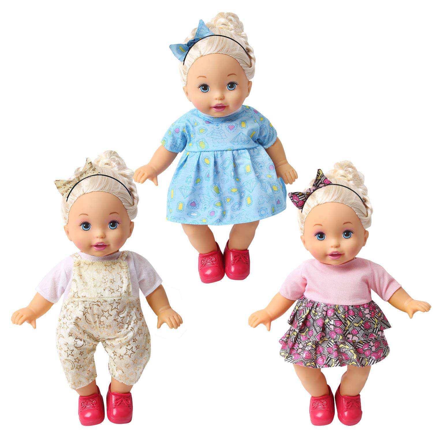 BOBO Clothes Set of 12 for 12-14-16 Inch Alive Lovely Baby Doll Clothes Dress Outfits Costumes Dolly Pretty Doll Cloth Handmade Girl Christmas