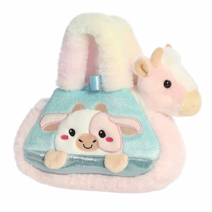 Aurora® Fashionable Fancy Pals™ Peek-A-Boo™ Strawberry Cow Stuffed Animal - Plush with Stylish Purse for Dress Up Fun - Perfect for Kids 3+ Years