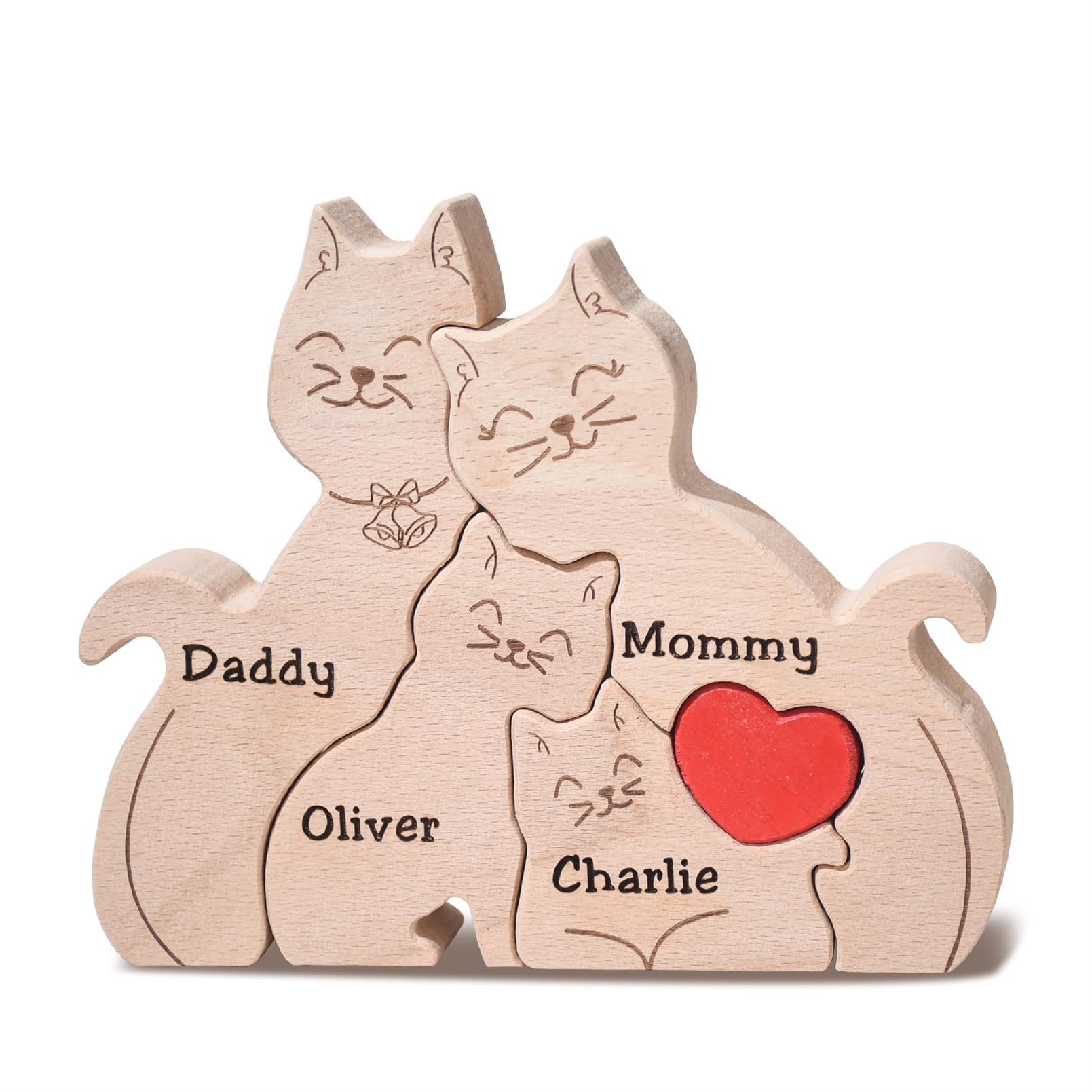 YOOURNEONS Personalized Wood Puzzle with 2-5 Family Name