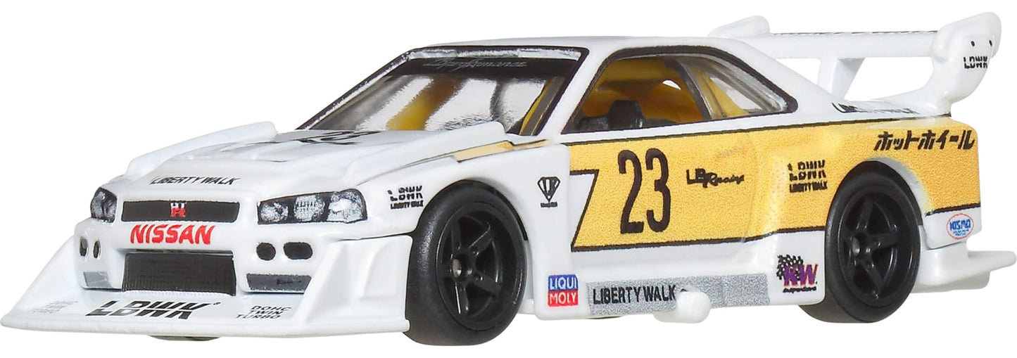 Hot Wheels Premium Car Culture Collectible Toy Car, 1:64 Scale Die-Cast LB-ER34 Super Silhouette Nissan Skyline, Silhouettes Vehicle with Real Riders