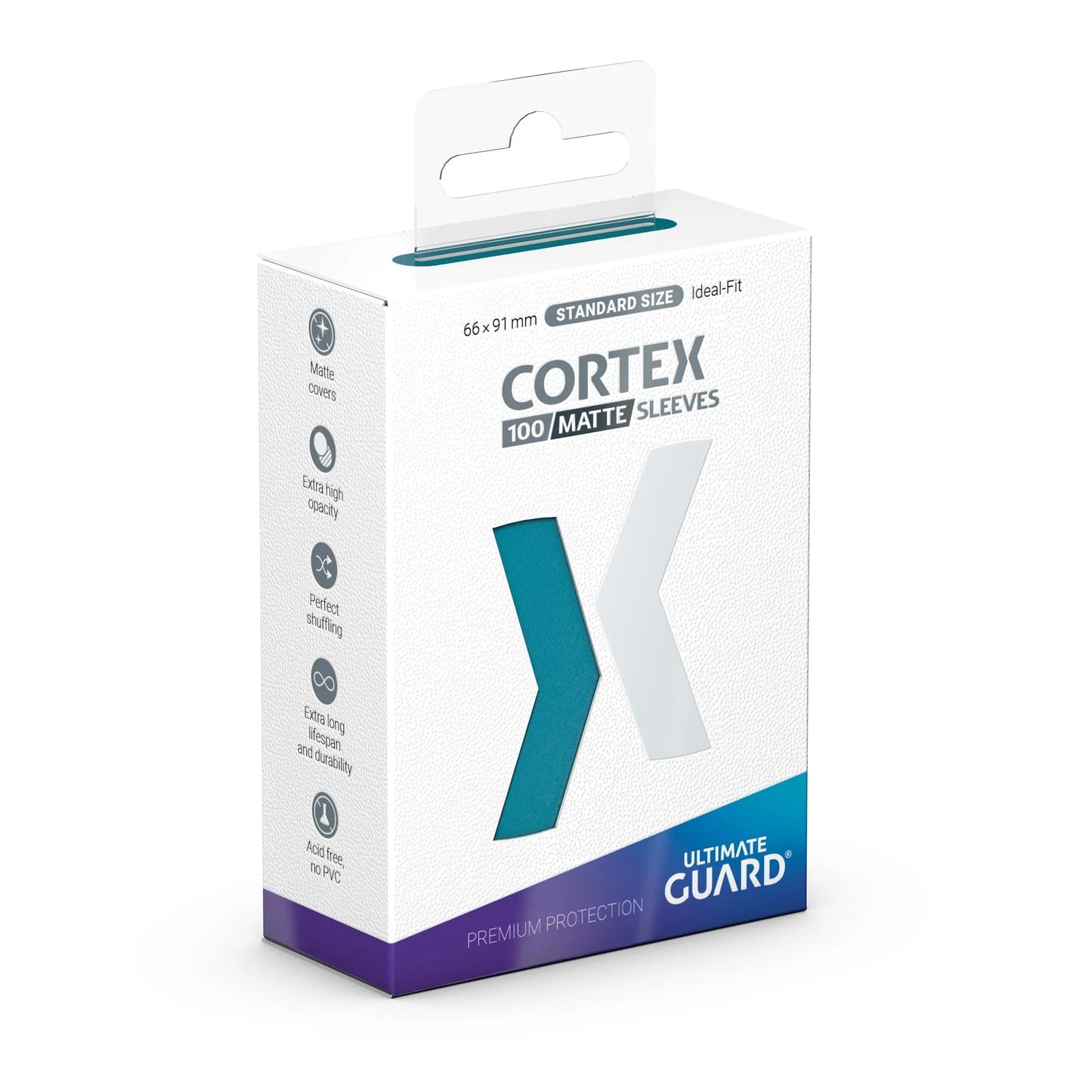 Ultimate Guard Cortex Outer Card Sleeves, 100 Standard Size TCG Sleeves, 66 x 91mm, Petrol Back, Matte Finish, No PVC & Acid-Free, High Clarity