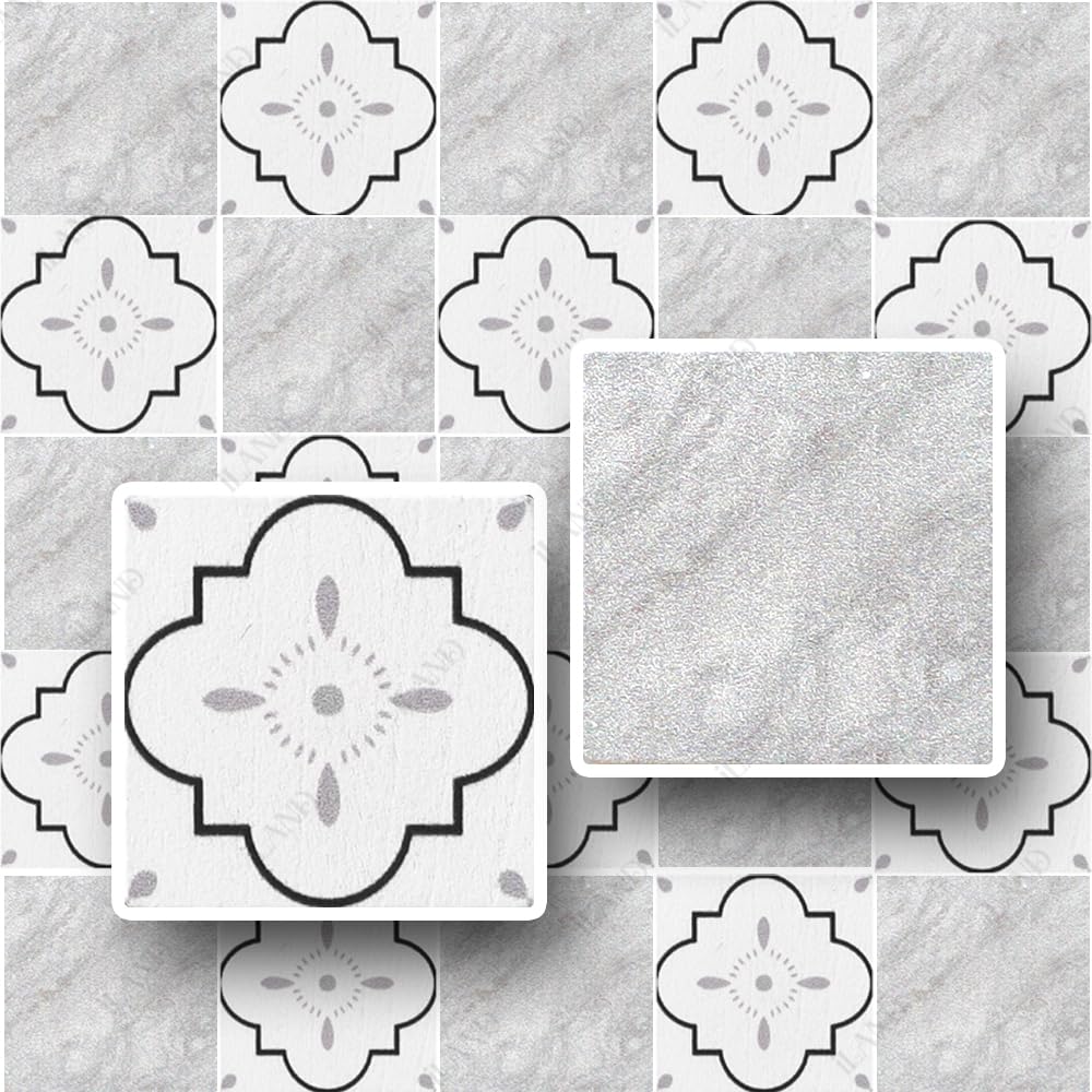 iLAND Double-Sided Dollhouse Flooring Tiles 115PCS for 1/12 Scale and 1/6 Scale Accessories, Reversible French Floral & Marble Tiles, Miniature