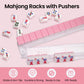 chryselium Mahjong Racks with Pushers Set of 4, Clear Acrylic Mahjong Tile Holders, Non-Slip American Mahjong Rack All-in-One, Mahjong Accessories