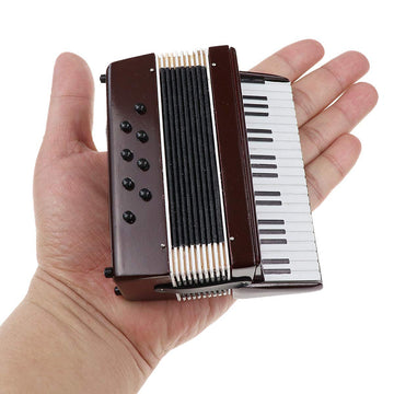 Dselvgvu Miniature Accordion with Case Mini Musical Instrument Accordion Replica Collectible Figurines Dollhouse Accessories Model Home Decoration