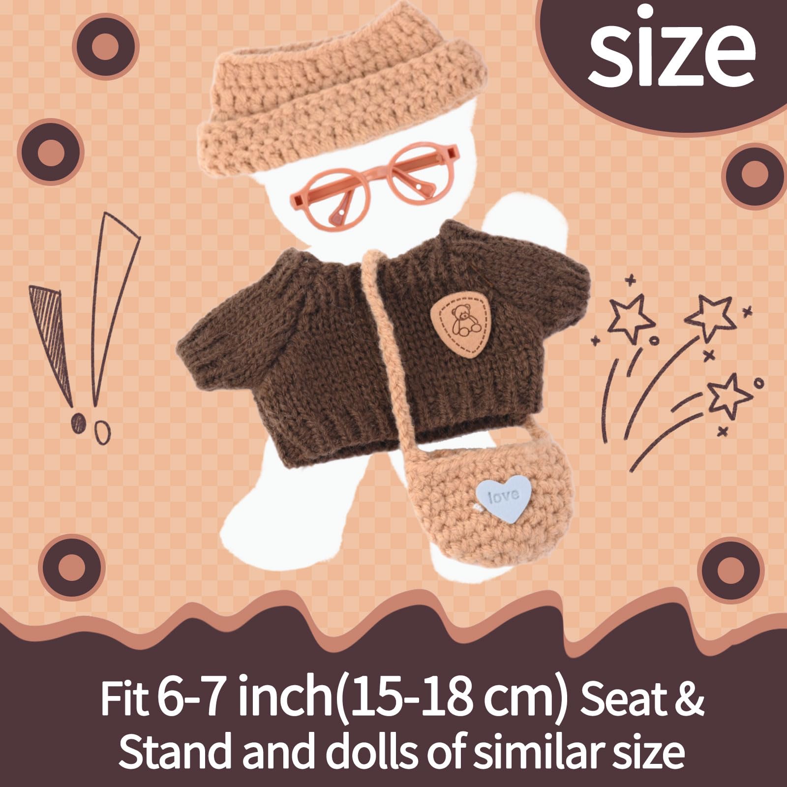 Clothes for Labubu & 17cm Dolls(No Doll Included) - Blue Floral Dress & Accessory