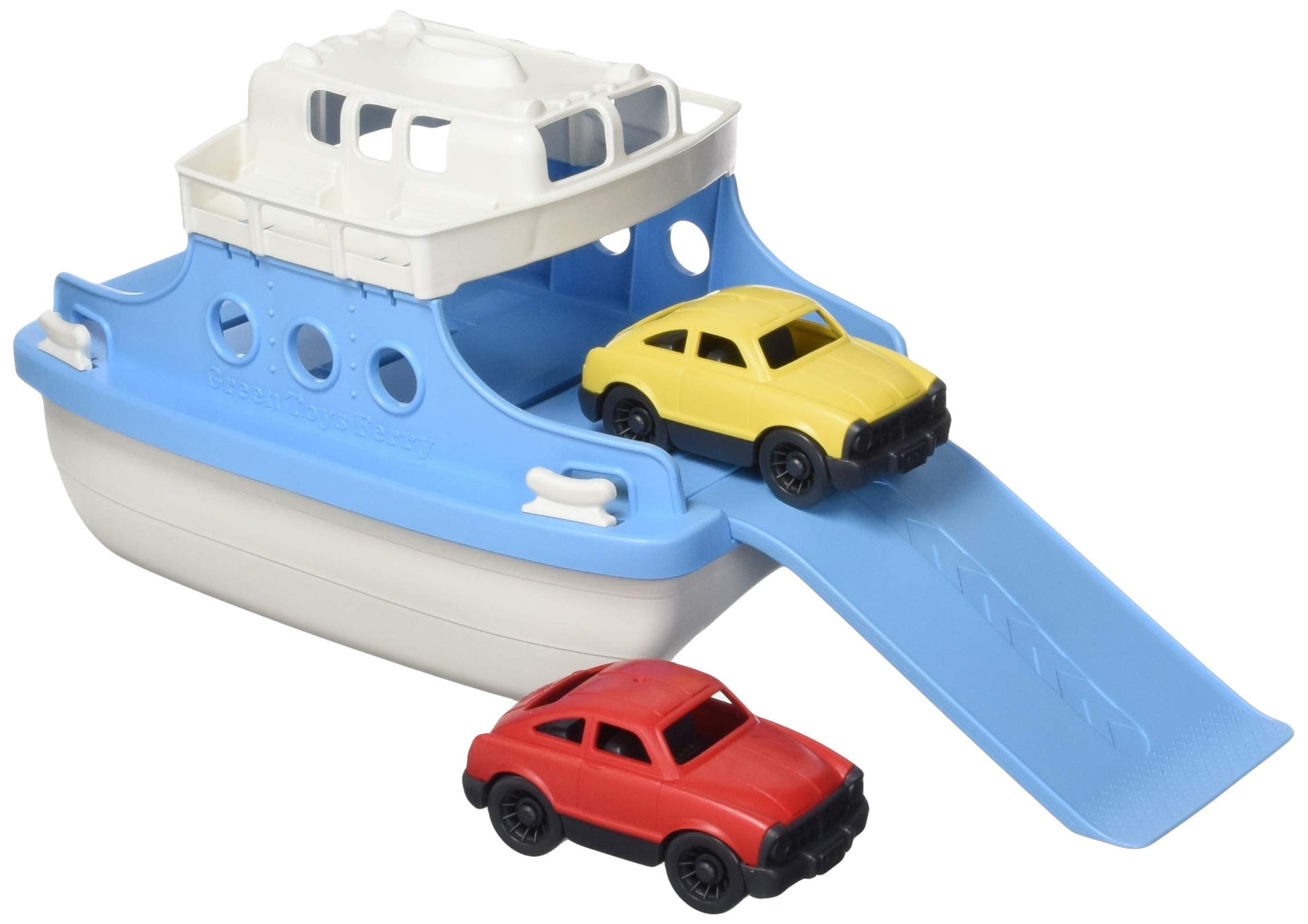Green Toys Ferry Boat, Blue/White CB - Pretend Play, Motor Skills, Kids Bath Toy Floating Vehicle. No BPA, phthalates, PVC. Dishwasher Safe, Recycled
