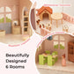 OOOK Wooden Dollhouse with 60 Pcs Luxurious Furniture Accessories, Including 4 Dolls and 2 Pets, Large 3-Story Doll House with 6 Rooms, Doll House