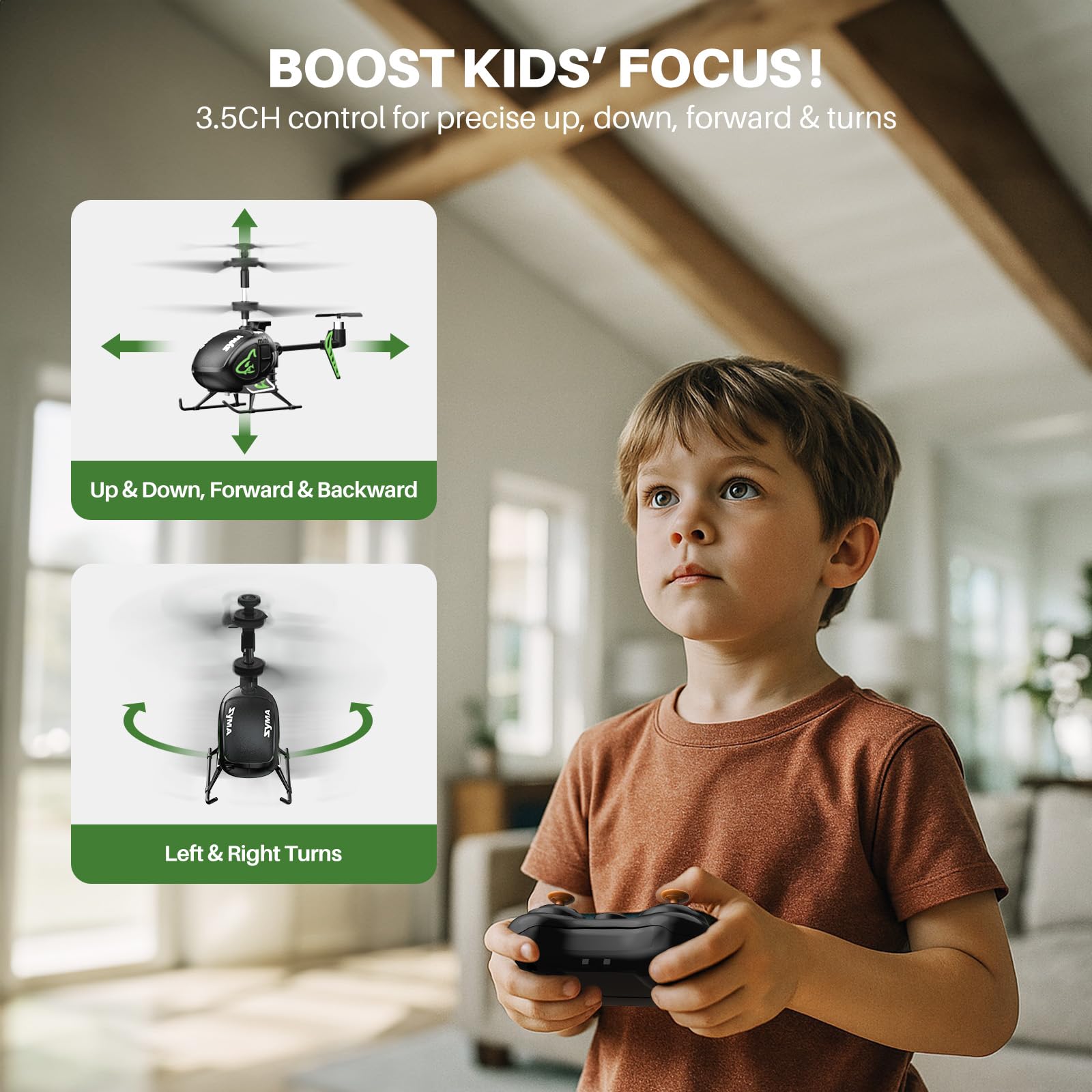 SYMA S100 Mini RC Helicopter for Kids, Indoor Flying, Altitude Hold, Black