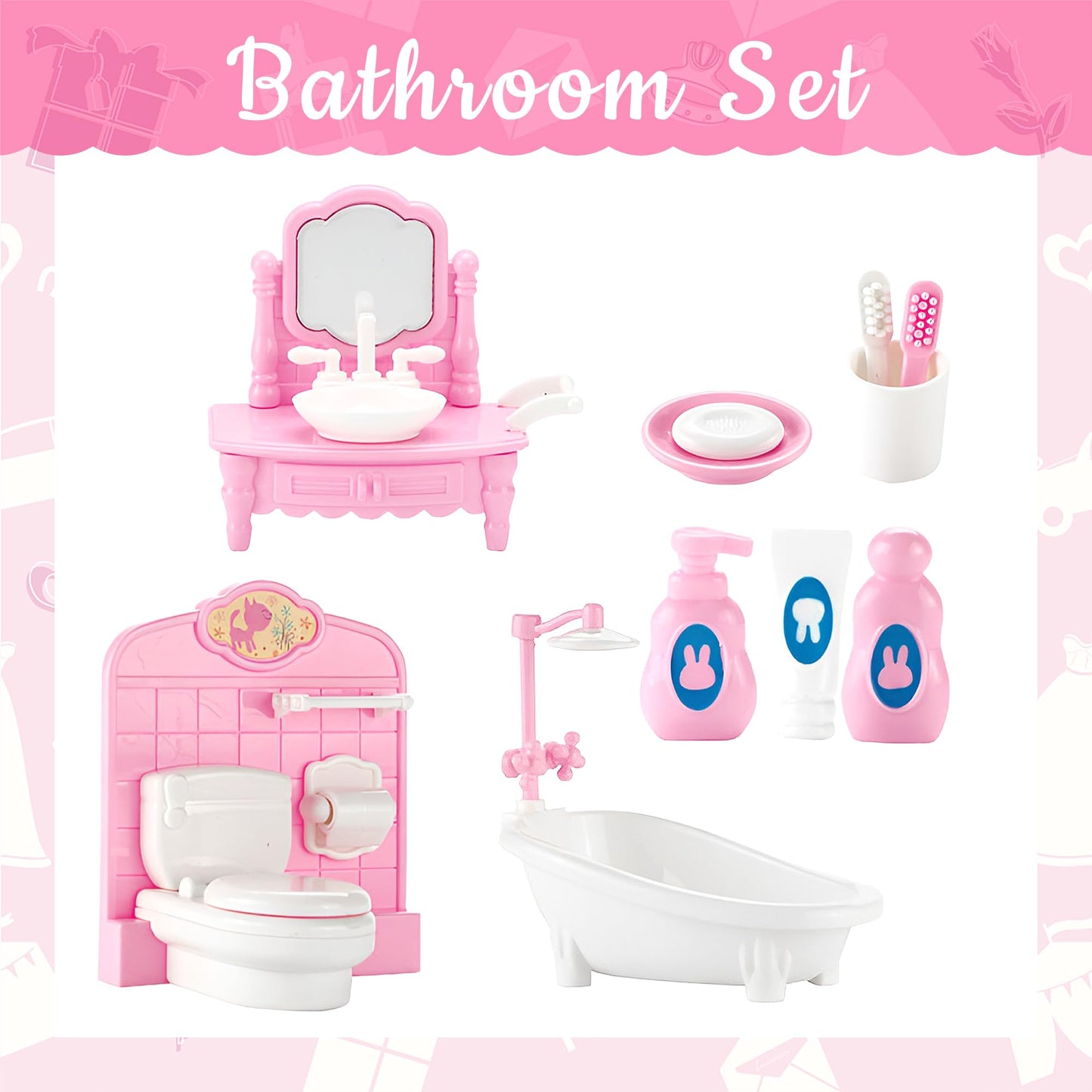 20 Pieces Doll House Furniture and Accessories Set Dollhouse Furniture Set Mini Dollhouse Furniture 1 12 Scale Bedroom Living Room Bathroom Furniture
