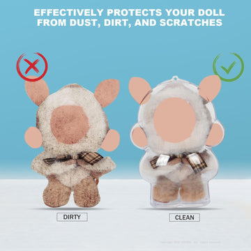 Protective Case Compatible with Skullpanda Doll - Crystal Clear Display Box with 360° View & Pressure-Sensitive Lid for Ultimate Doll Protection