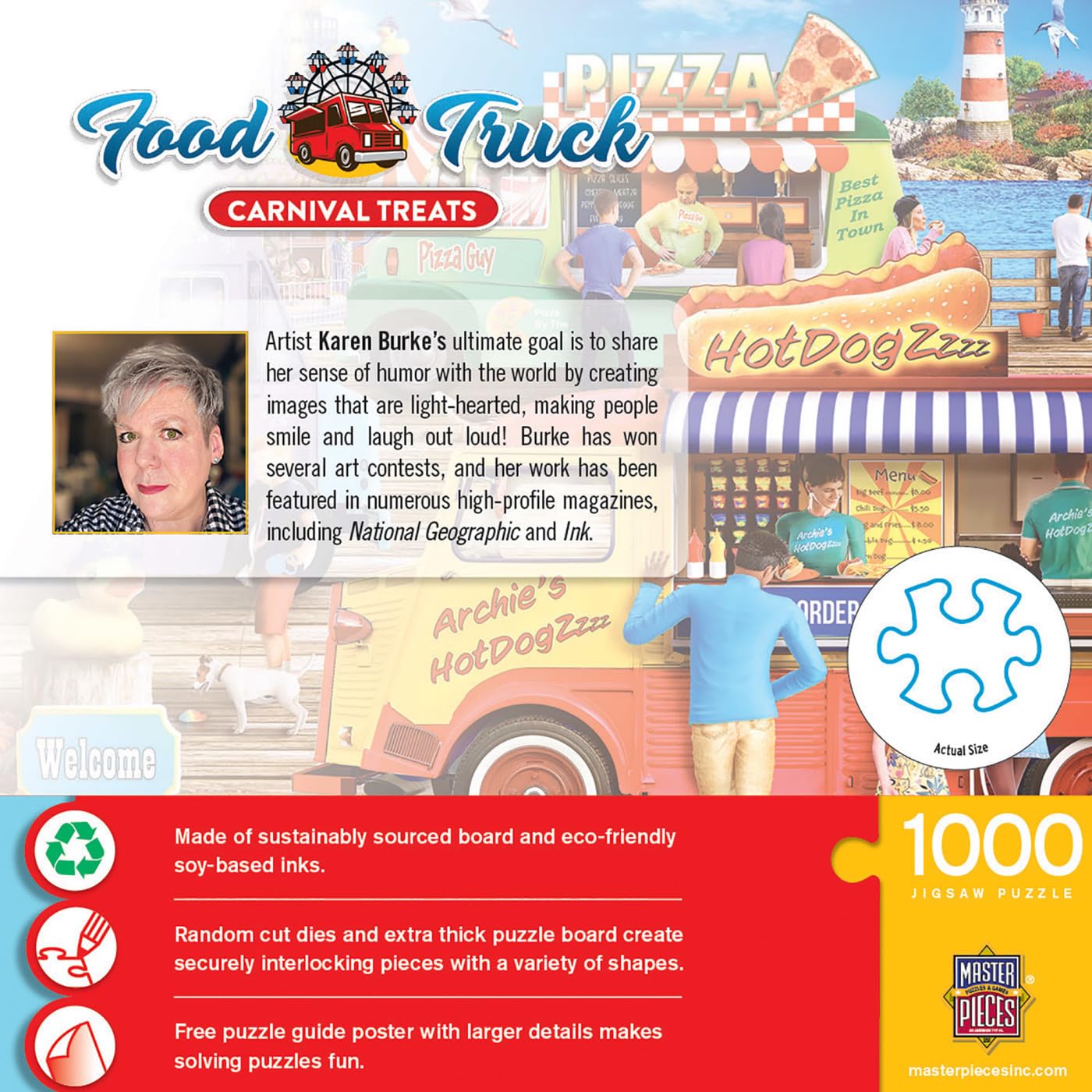 Food Truck - Carnival Treats 1000pc Puzzle - Jigsaw Puzzle with Vibrant Artwork and Durable Pieces - Fun Family Activity, Brain Challenge,