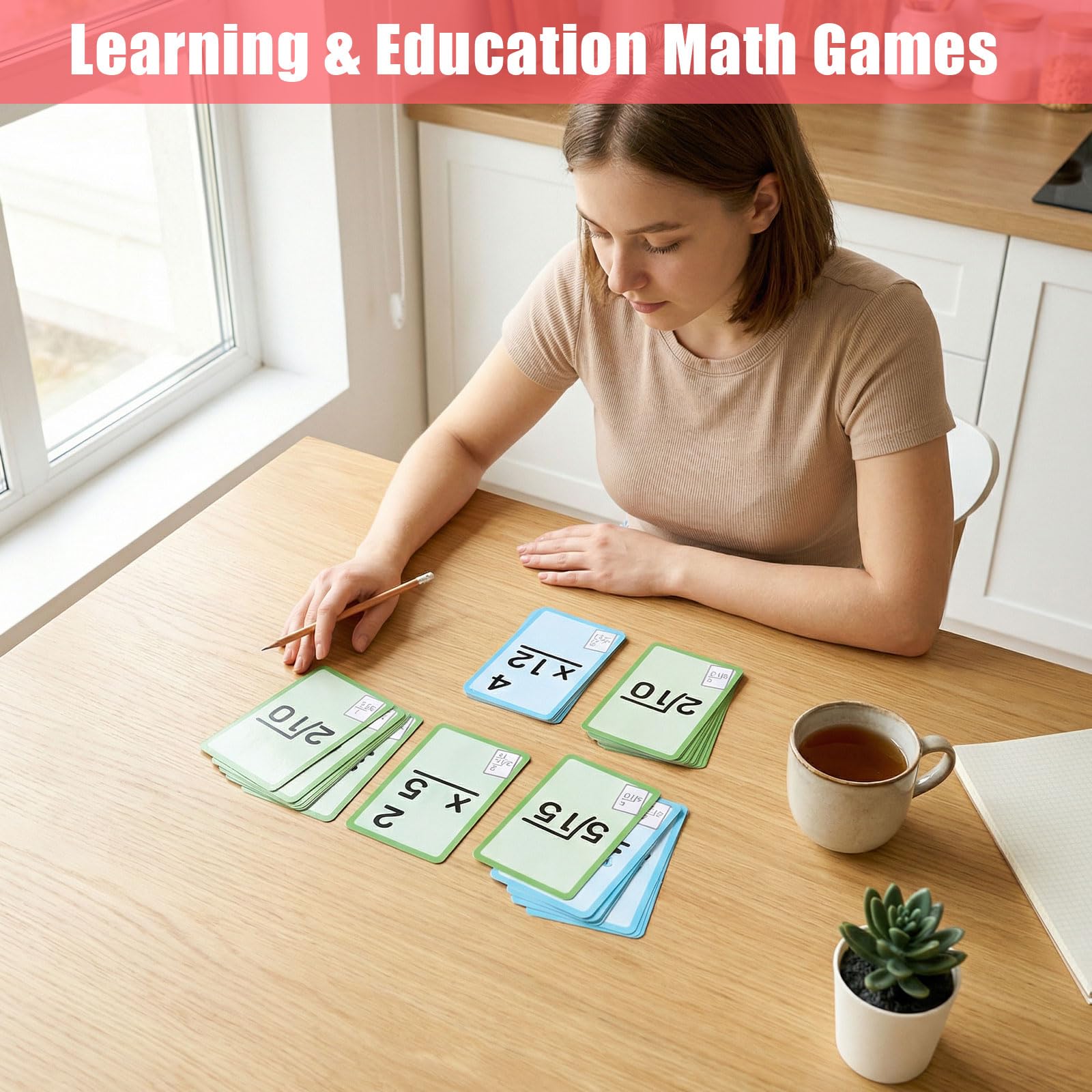 72 Pcs Math Flash Cards, Multiplication and Division Flash Cards for Studying, Math Manipulatives for Kindergarten Elementary Homeschool Classroom
