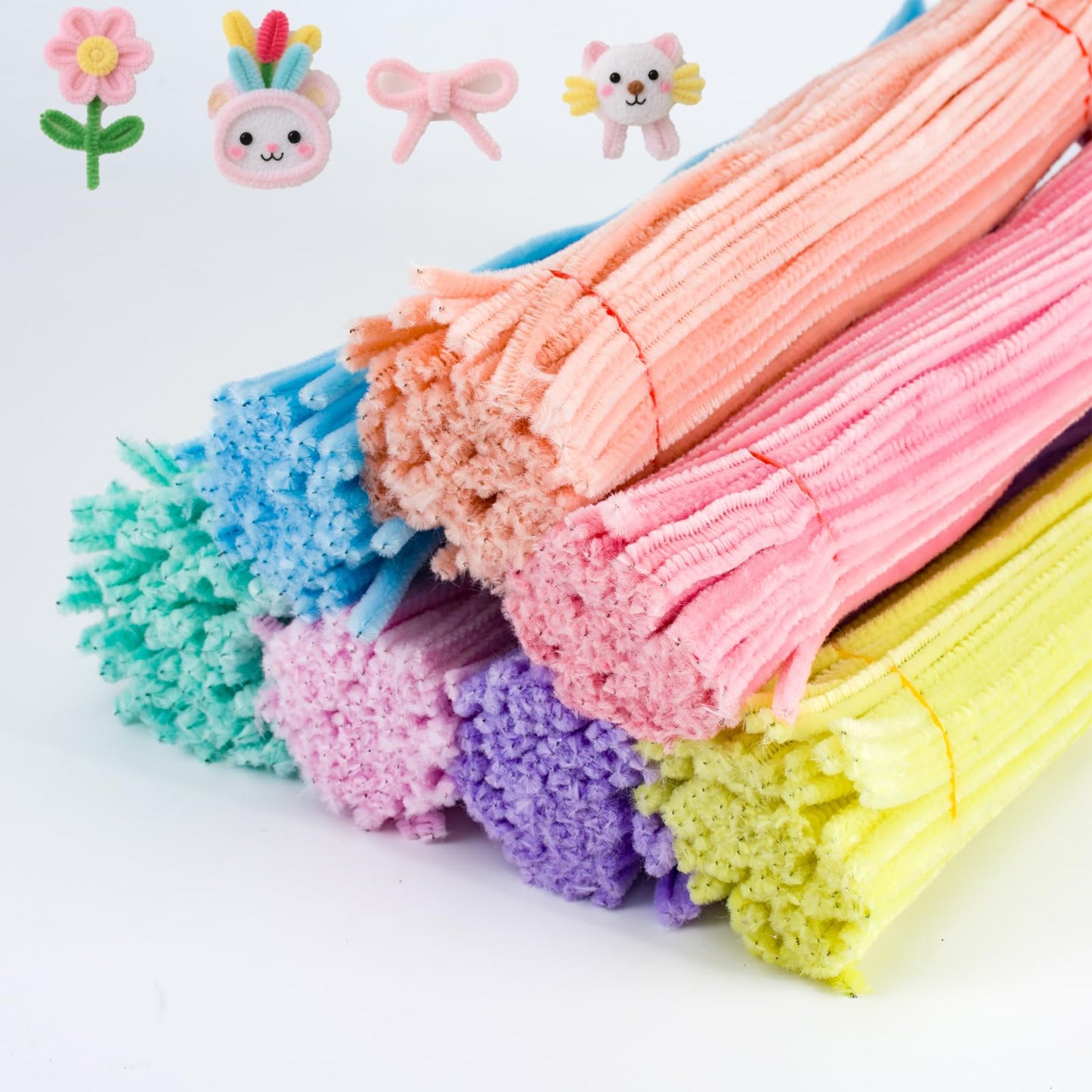 1400 Pcs Macaron Pipe Cleaners, Pastel Pipe Cleaners Craft, Pipe Cleaners Bulk 7 Colors 12 inch Chenille Stems Art Supplies for Projects Creative DIY
