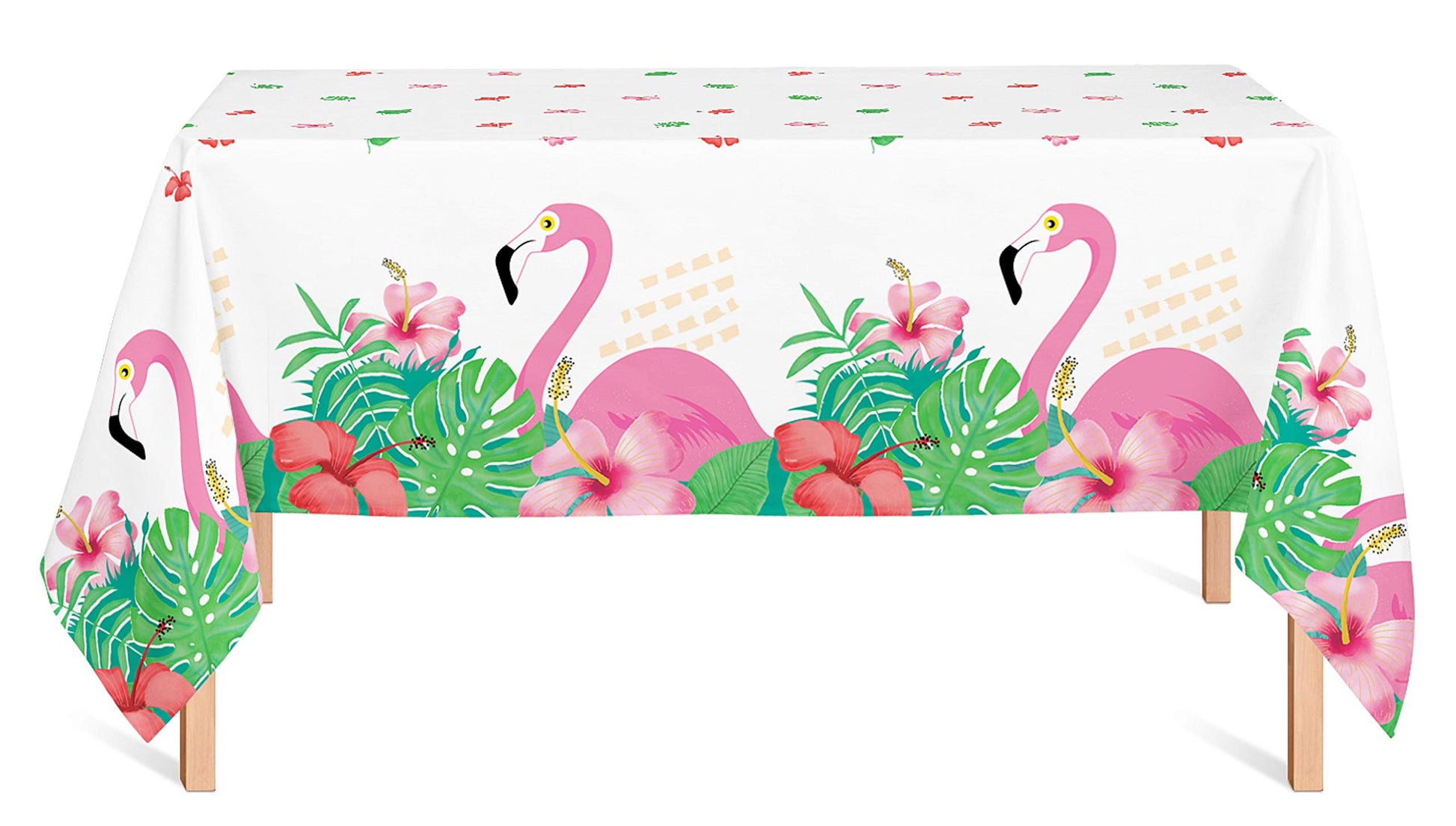 Oojami Flamingo Tablecloths 4 Pack - Tropical Birthday Party Decorations, Hawaiian Luau Plastic Table Covers, Disposable & Waterproof, 54 x 108 Inch