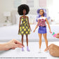 Barbie Fashions 2-Pack Clothing Set, 2 Outfits Doll Include Yellow Plaid Dress, Floral Top, Denim Skirt & 2 Accessories, Gift for Kids 3 to 8 Years