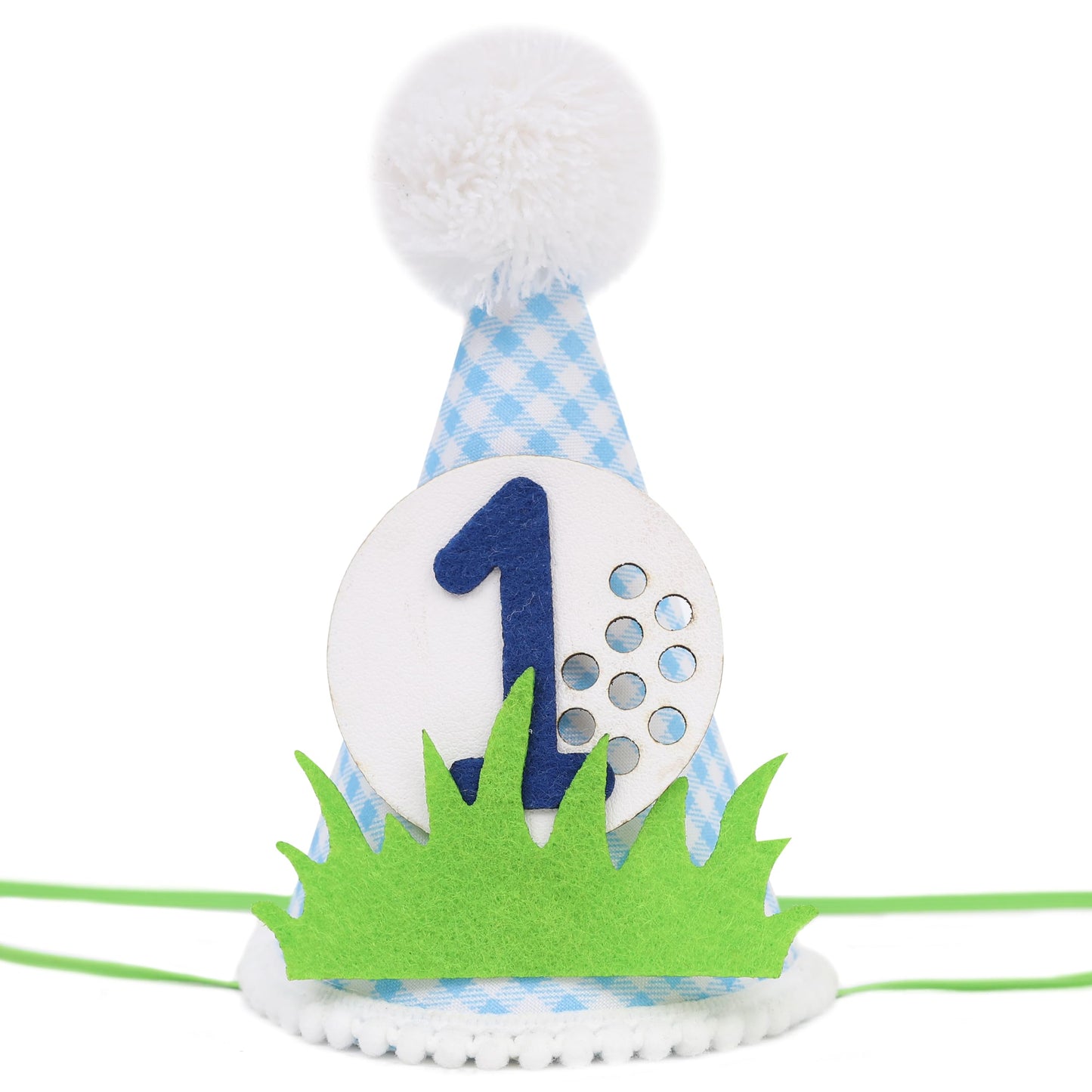 WUTKYAX Boys 1st Birthday Golf Hat - Hole In One Decorations, Kids Sports Party Photo Props, First Theme Party Crown, Little Cone Hat