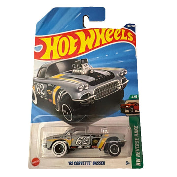 Hot Wheels '62 Corvette Gasser, Grey, HW Reverse Rake Series, 182/250, Die-Cast Toy Car 1:64 Diecast