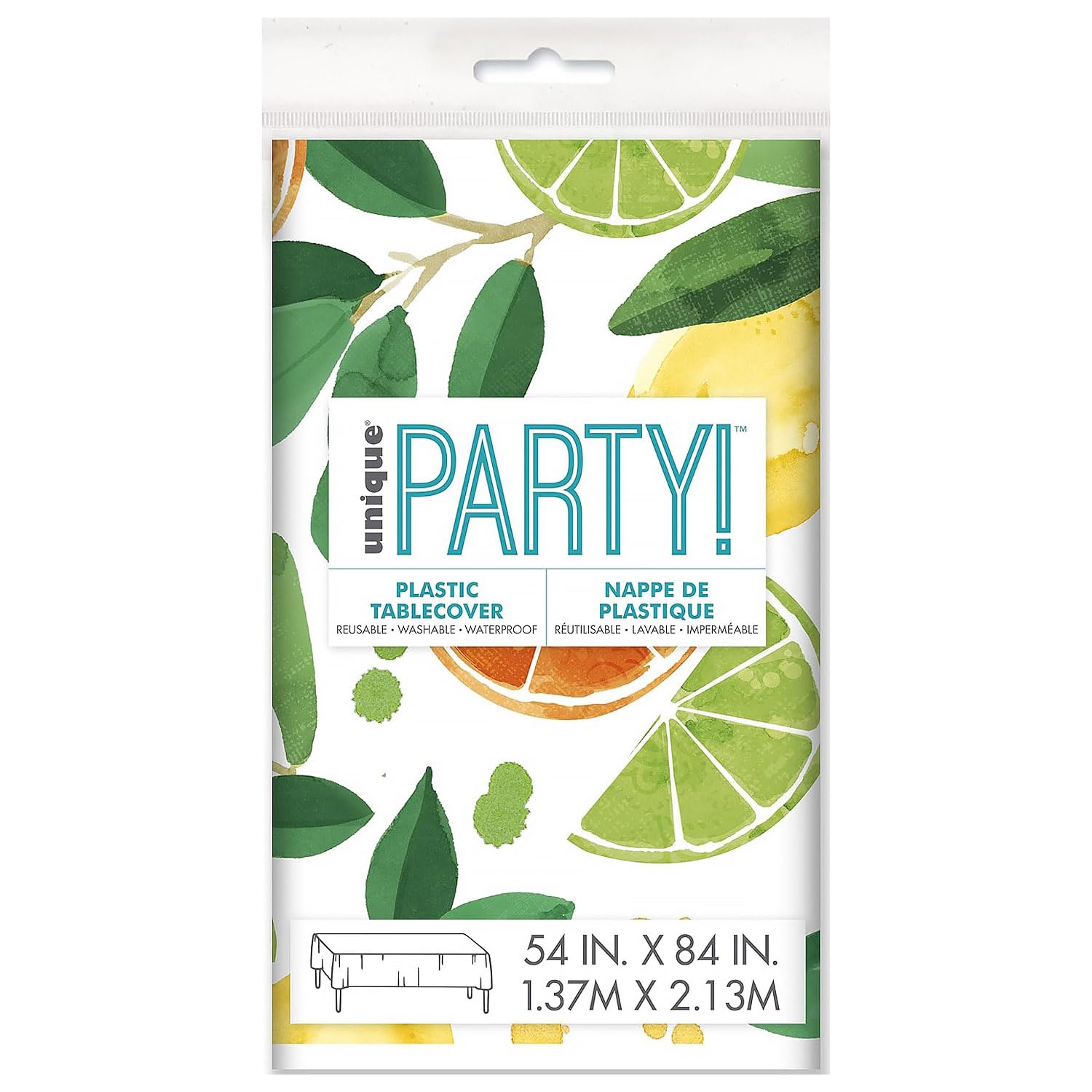 Citrus Fruit Rectangular Table Cover (54" x 84") - 1 Pc. | Vibrant & Durable Plastic, Perfect For Summer Parties, Tropical Themes, BBQs & Picnics