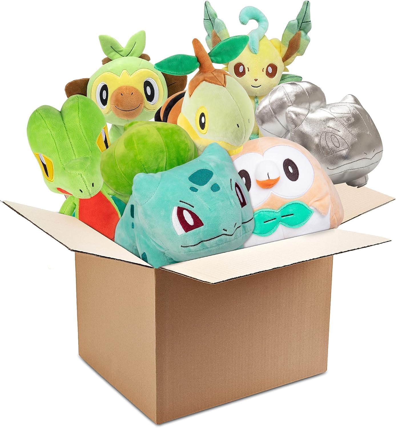 Pokemon Grass Type 8" Plush Mystery Blind Box 2-Pack - Get Two Officially Licensed 8 Inch Grass Pokemon - Authentic Collectible Soft Stuffed Animal