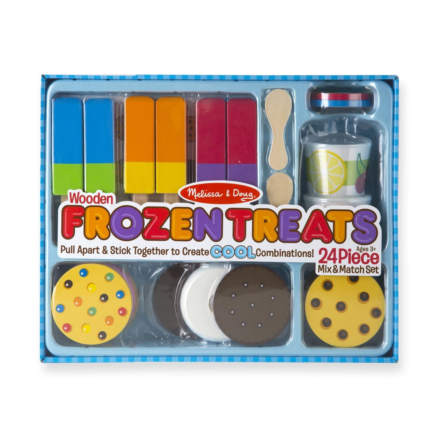F?r?o?z?e?n Treats: Wooden Play Food Set Bundle with 1 Theme Compatible M&D Scratch Fun Mini-Pad (09869)