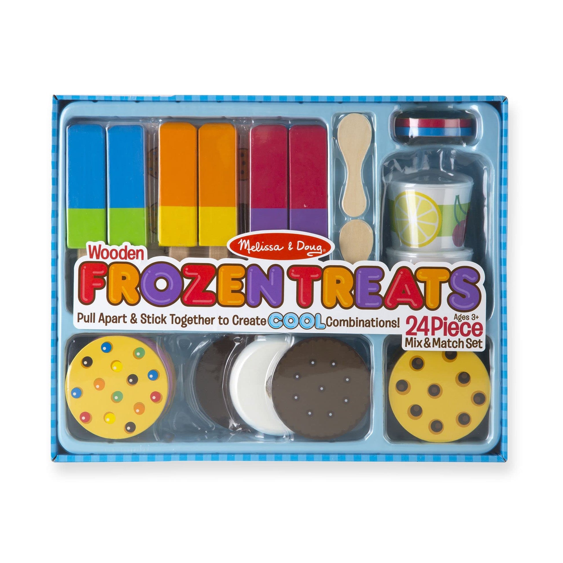 F?r?o?z?e?n Treats: Wooden Play Food Set Bundle with 1 Theme Compatible M&D Scratch Fun Mini-Pad (09869)