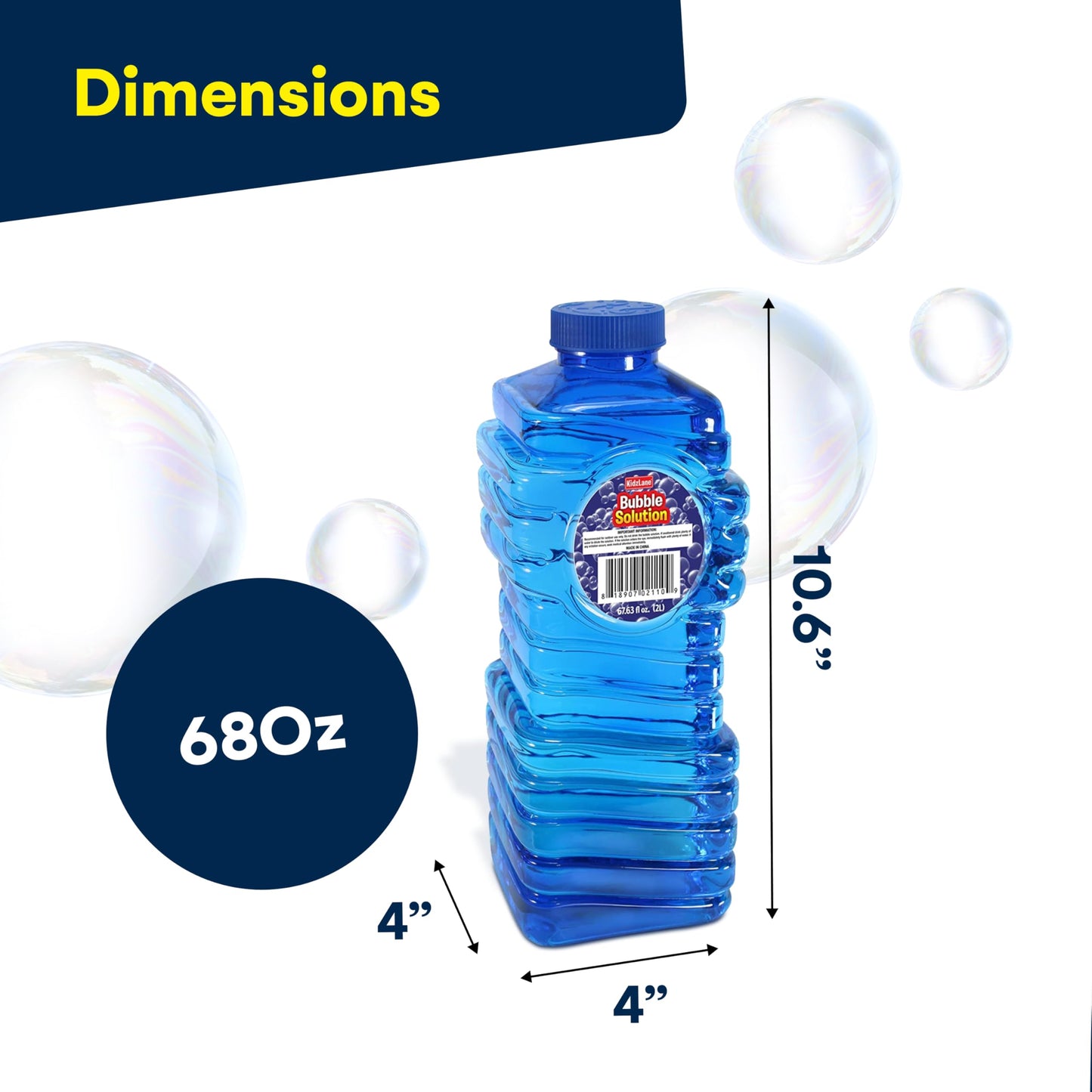 Kidzlane Bubbles Solution Refill 67.63 oz - Large and Easy-Grip Bottle for Bubble Machine, Guns, and Wands - Toddler Liquid Refill for Ages 3