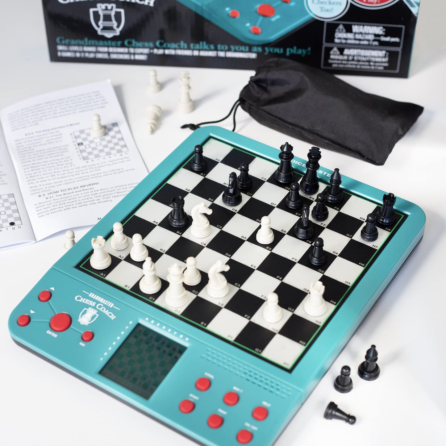 Electronic Chess Set for Kids & Adults- Grandmaster Game w Smart Computer Teaching Coach, 100 Preset Lessons Beginner to Expert - 12 Modes, 30 Skill