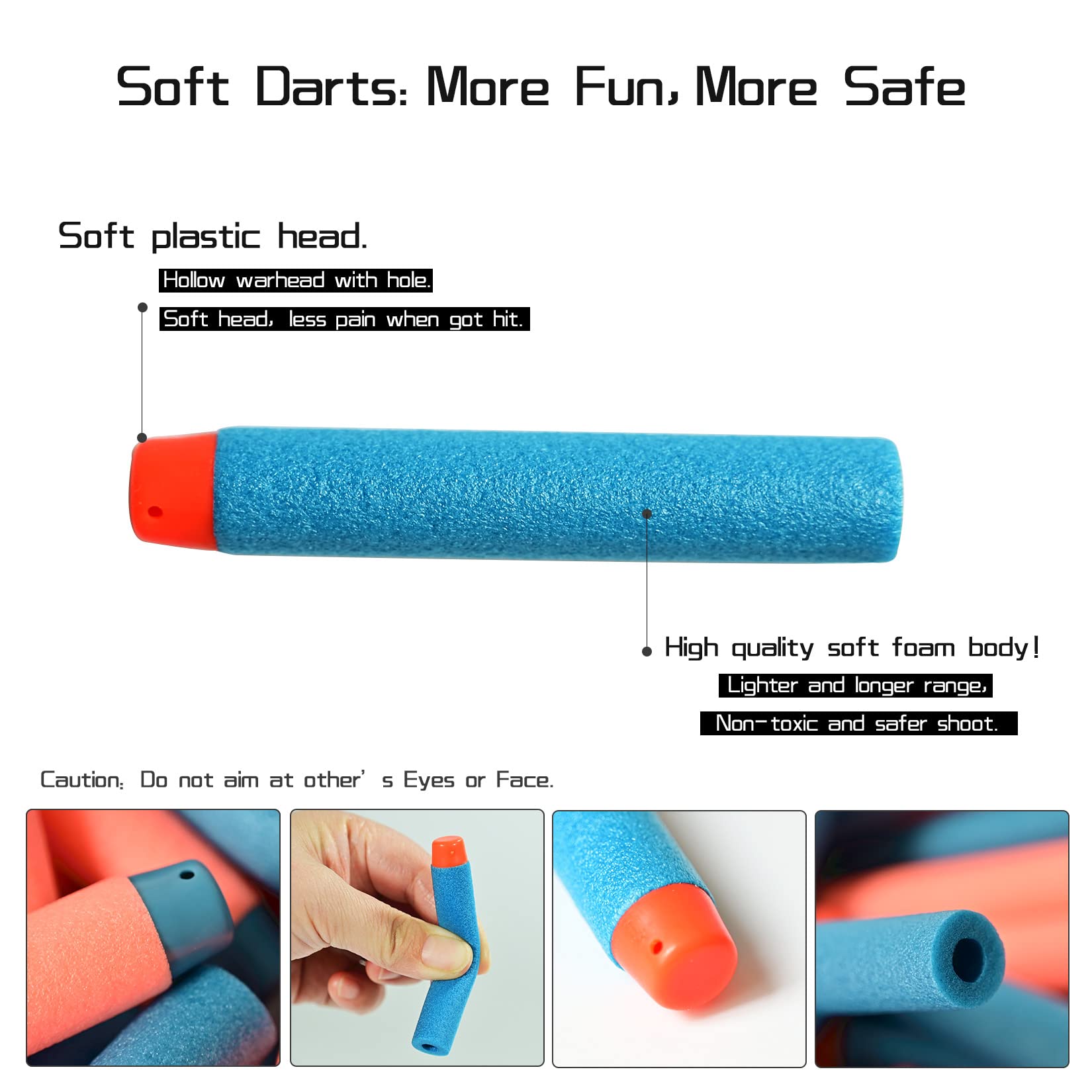 lififun 500-Dart Refill Pack Foam Darts Compatible with Nerf N-Strike Elite & Elite 2.0 for All Blasters that Use Elite Darts Blue & Orange