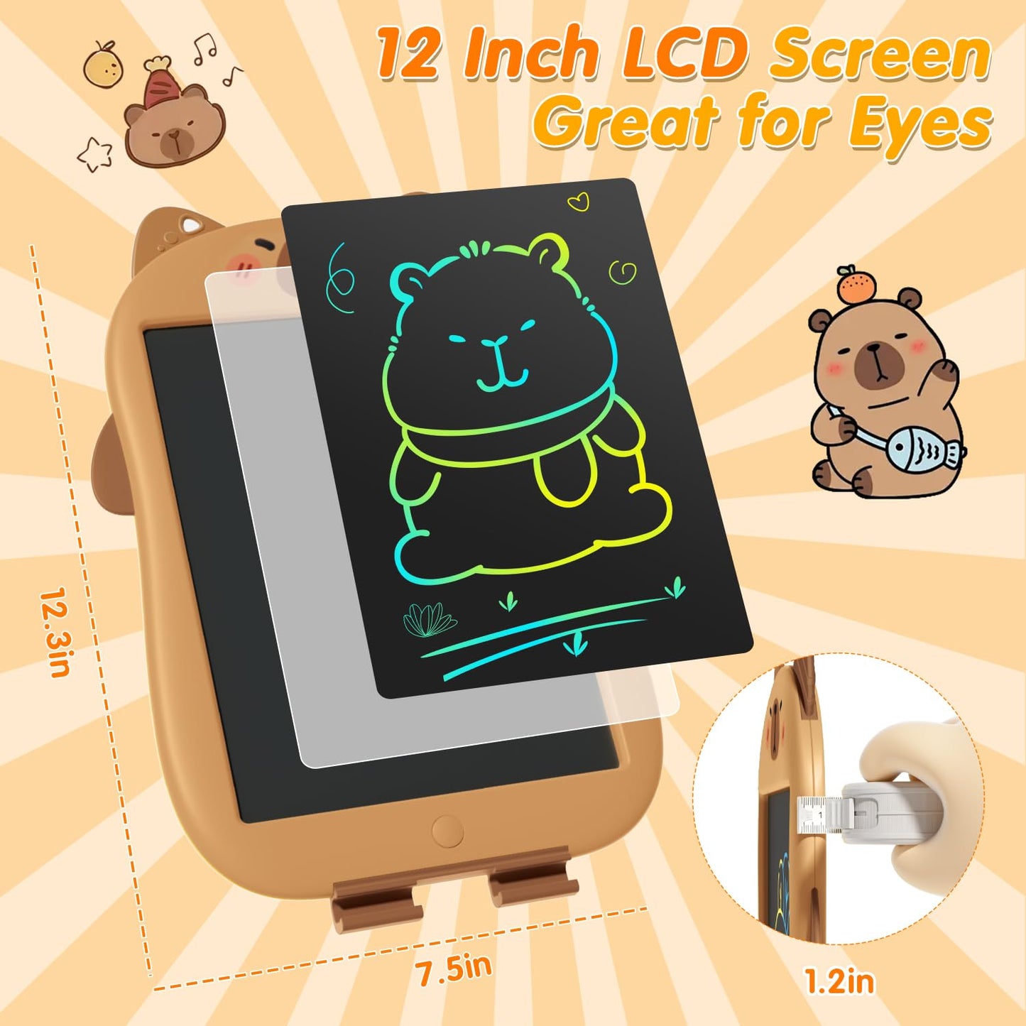 12 Inch Capybara LCD Writing Tablet for Kids,Doodle Board Drawing Pad Toy