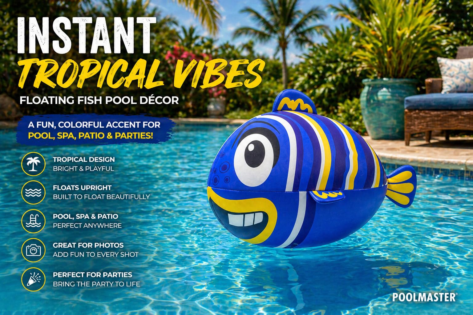 Poolmaster Inflatable Floating Swimming Pool Toy Fish Ball (Blue)