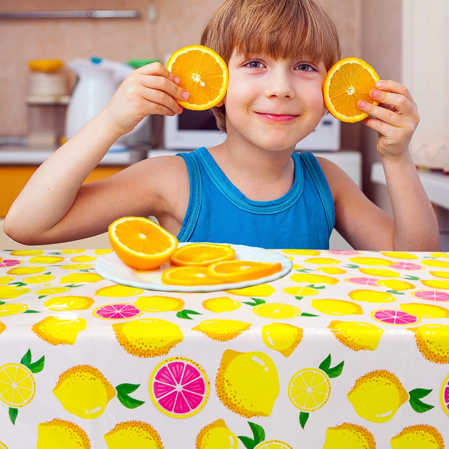 AMZPTBOY Hawaiian Lemon Tablecloth,Lemon Party Decoration, Disposable Lemon Table Cover Summer Fruit Table Cover Indoor/Outdoor Picnic Summer Beach